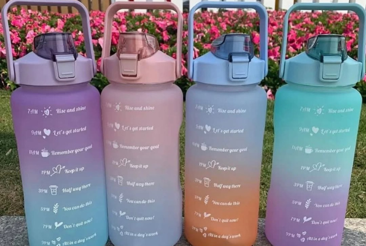 Water bottle with time markers